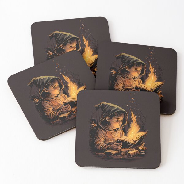 Item preview, Vintage Witch Boy Studying Magic Book on Fire designed and sold by Rosiere Donahue ⭐️ ⭐️ ⭐️ ⭐️ ⭐️.