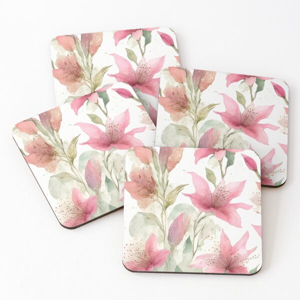 Item preview, Pink lilies watercolor pattern - floral spring designed and sold by Edith Leyster.