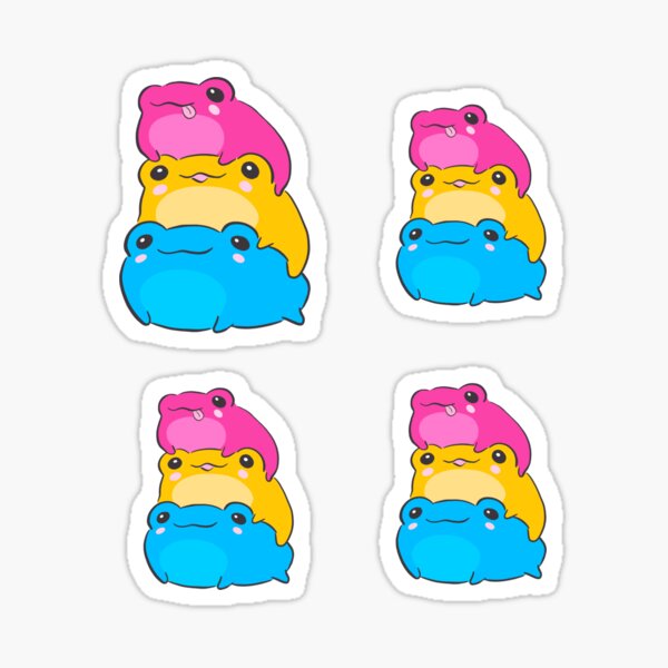 Item preview, Subtle Pan Pride Frogs in Pansexual Flag Colors: An LGBTQ Aesthetic Gift in Magenta, Yellow, and Cyan for June Pride Month Parade designed and sold by MinistryOfFrogs.