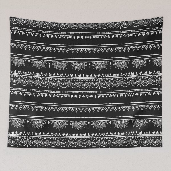 Item preview, South asian patterns white on black  designed and sold by Chaoticzarts.