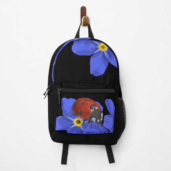 Item preview, Ladybug on cosmos blue flowers designed and sold by anycolorart.