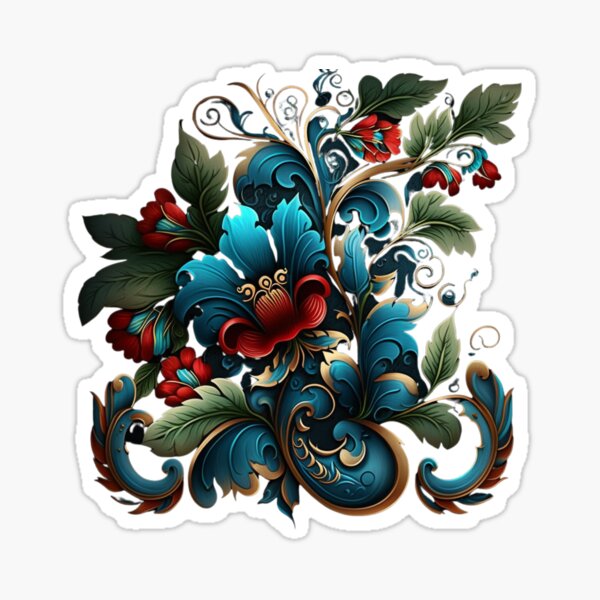 Aperçu de l'œuvre Norvégien Blue Telemark Rosemaling créée et vendue par bestsalernow.