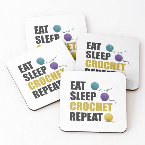 Item preview, Eat Sleep Crochet Repeat, funny text design for crocheters designed and sold by wondertree.