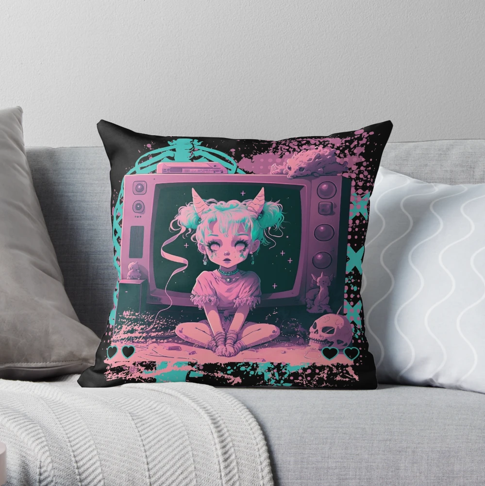 Goth Decorative Cushion, Pastel Cushion Cover