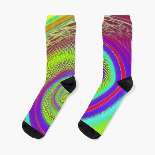 optical illusion, visual illusion, surreal, rainbow, spiral Socks