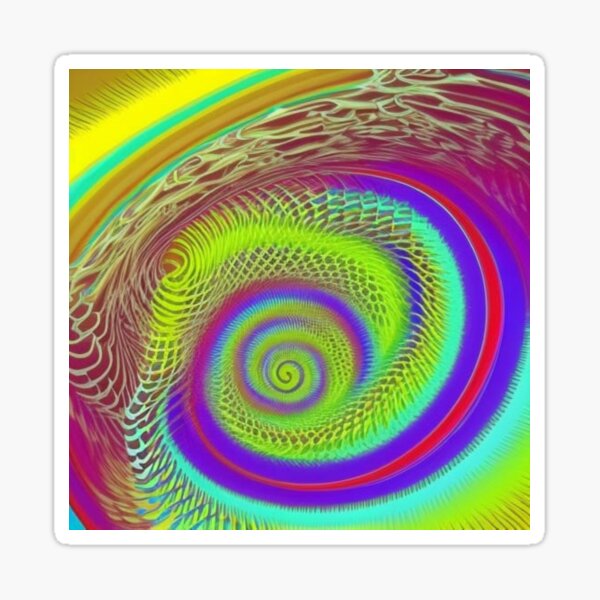 optical illusion, visual illusion, surreal, rainbow, spiral Sticker