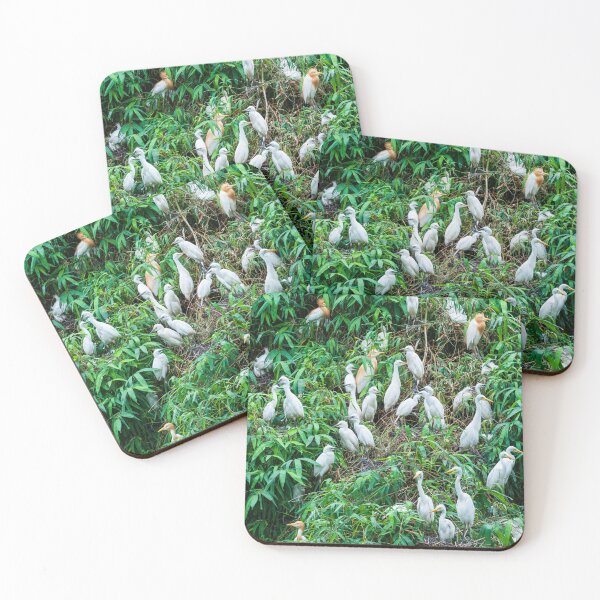 Item preview, A flock of egret birds on the green forest. designed and sold by kstanvir.