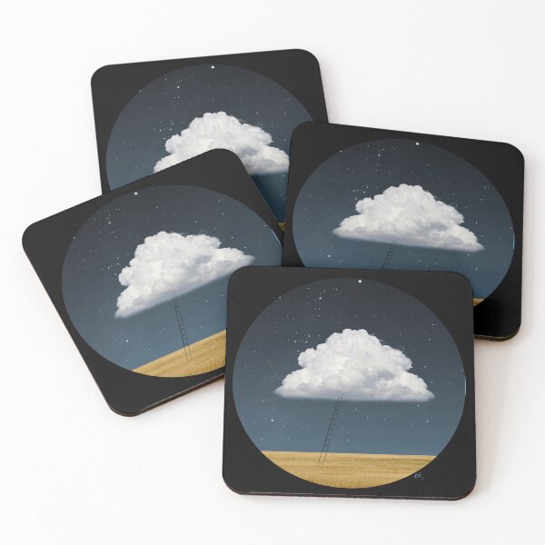 Artikelvorschau, Wolke im Maßstab Surreale Collage in animierter Fotomontage: ein Weizenfeld, ein Sternenhimmel, eine Wolke zieht vorbei, eine Leiter geht runter, wir gehen hoch, die Wolke geht wieder weg entworfen und verkauft von cecilereverdy.
