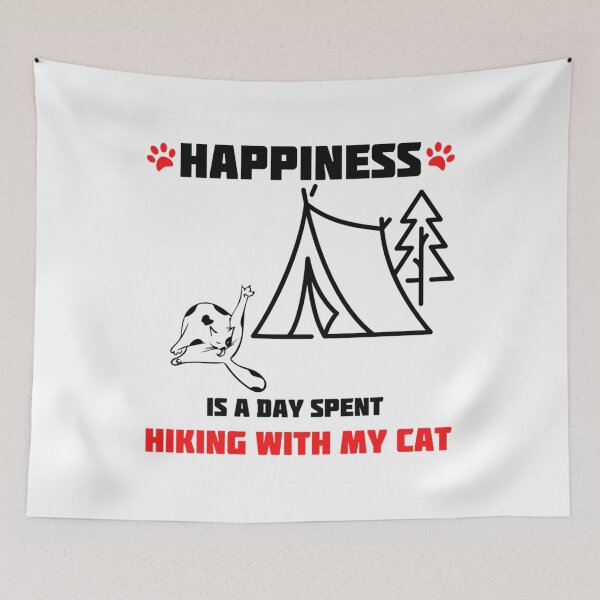 Item preview, HAPPINESS IS A DAY SPENT HIKING WITH MY CAT designed and sold by AdinaNevill.