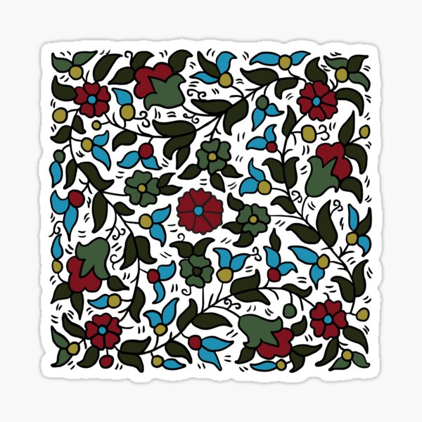Vista previa del artículo con la obra «Patrón cerámico de Hebrón palestino, arte tradicional palestino vintage de Jerusalén -Colorido», diseñado y vendido por QualiTshirt.