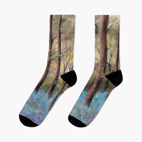 Item preview, A forest with tall trees and a bluebell glade designed and sold by MaryWatercolor.