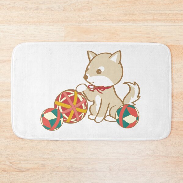 Item preview, cute Akita Shiba Inu plays temari balls |  Vintage Japanese style puppy illustration designed and sold by aliciabutterfly.