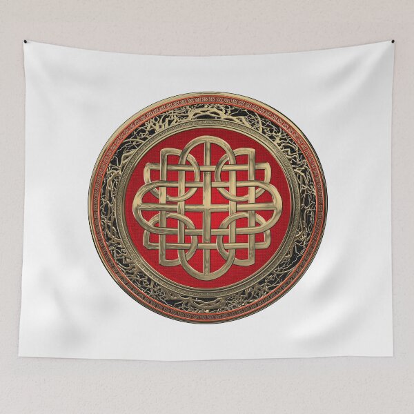 Item preview, Sacred Celtic Gold Knot Cross over White Leather designed and sold by Serge Averbukh Art Studio.