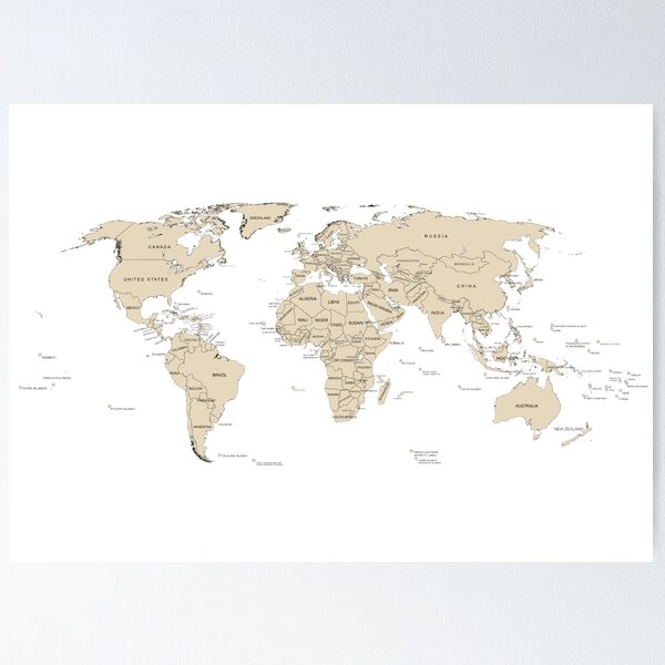 Item preview, Neutral World Map designed and sold by Quoteeble.