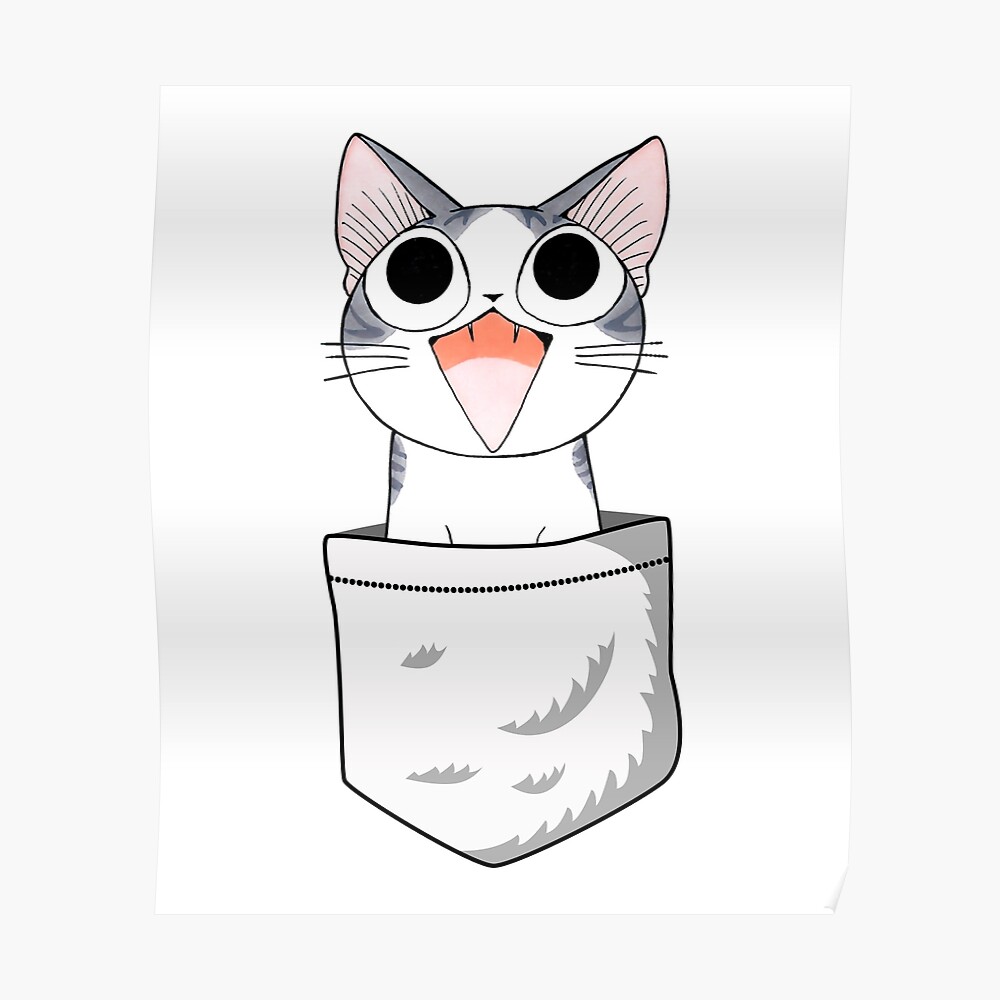 Cute cat face head. kawaii animal. gray silhouette. scandinavian • wall  stickers grey, happy, children | myloview.com