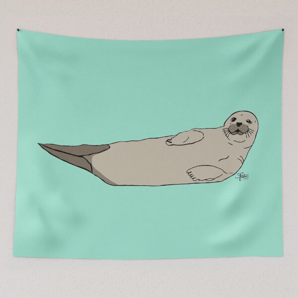 Item preview, Smiling Harbor Seal illustration  designed and sold by stephaniepeters.