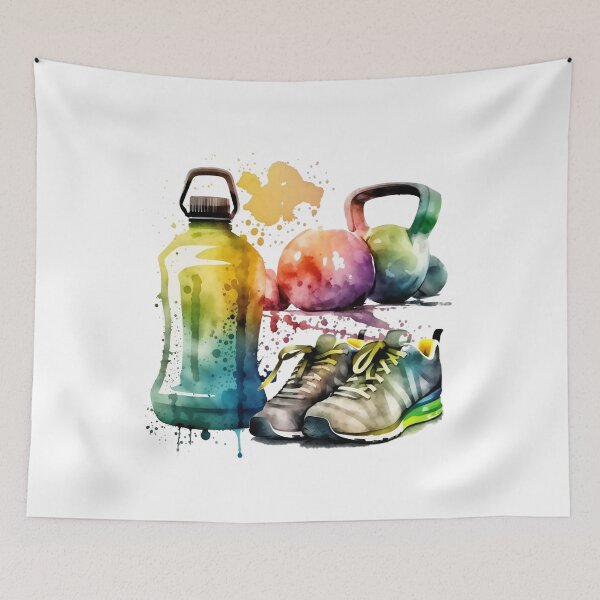Item preview, Cross Fitness Kettlebell Water Bottle Watercolor Running designed and sold by Top Seller ⭐⭐⭐⭐⭐ 5/5.