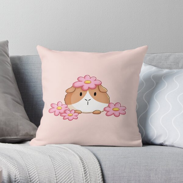 Guinea Pig With Flowers Throw Pillow