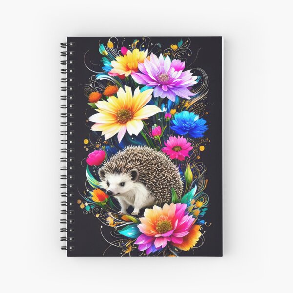 Hedgehog with flowers around him Spiral Notebook