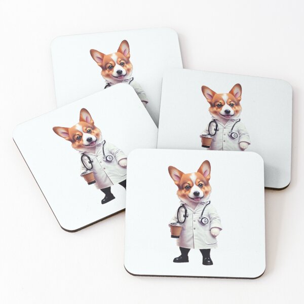 Item preview, Adorable Corgi Veterinarian with a Cup of Coffee designed and sold by Pawsitive Palette.