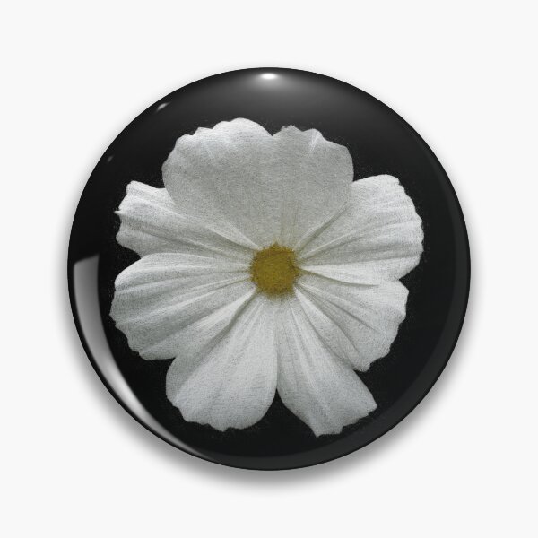 Item preview, White flower with curved petals and a yellow button center. image created entirely from lines. designed and sold by janesg.