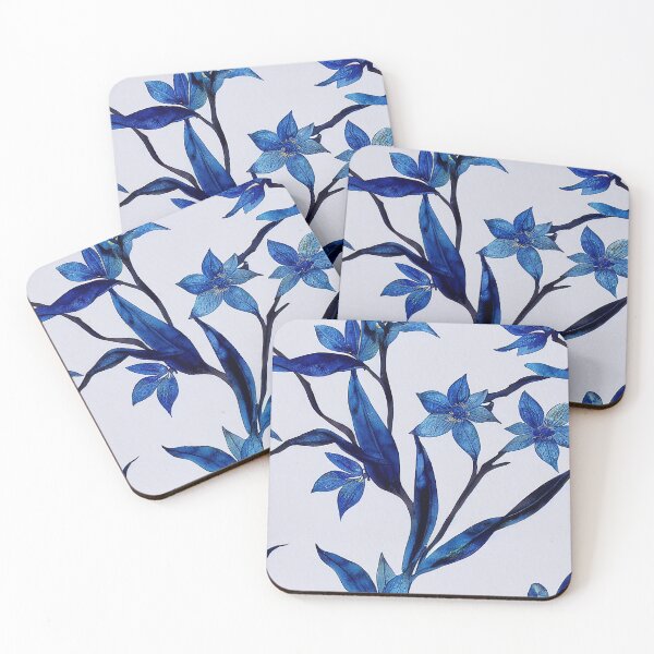 Item preview, Blue aquarell flower pattern designed and sold by EmeraldeaArt.