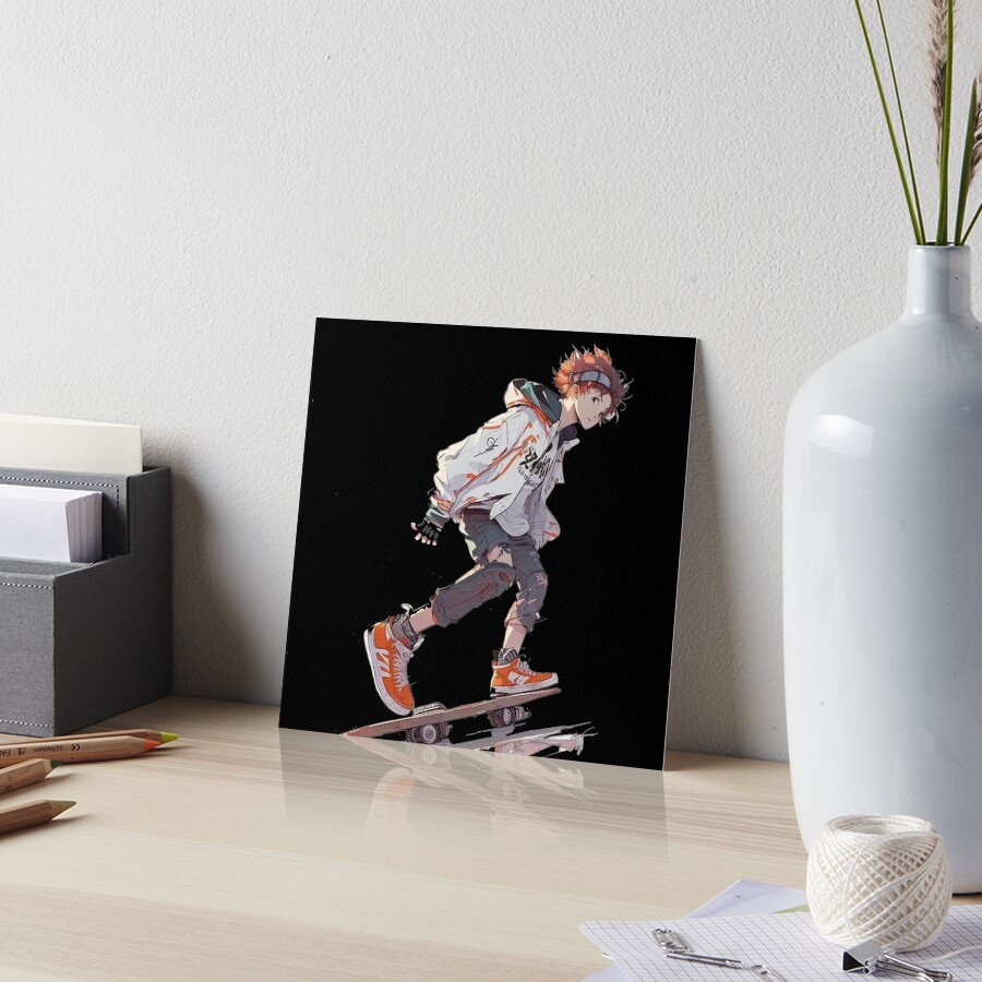 Anime skater boy rolling his skateboard Canvas Print by OtherVisions