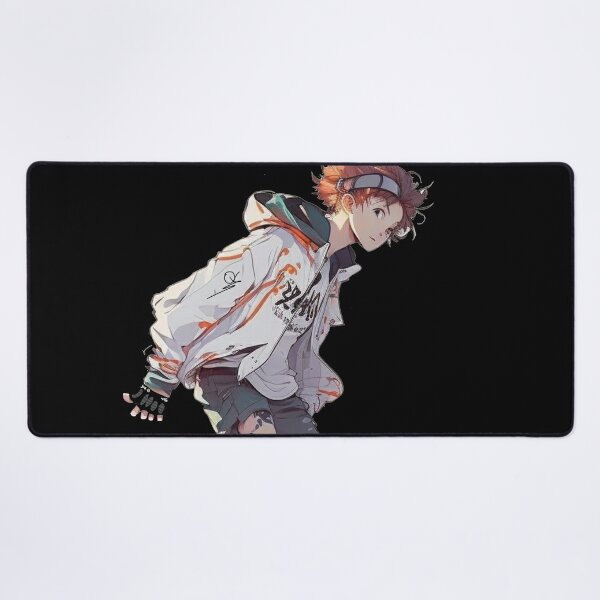 Anime skater boy with futuristic style and skateboard | Art Board Print