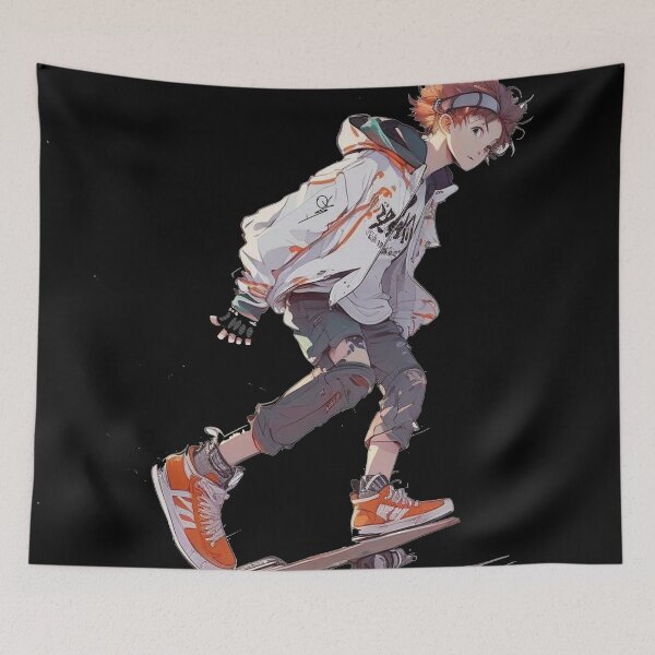 Item preview, Anime skater boy with futuristic style and skateboard designed and sold by OtherVisions.