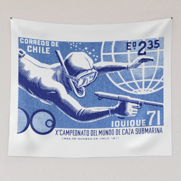 Item preview, 1971 Chile Spearfishing Championship Postage Stamp designed and sold by retrographics.