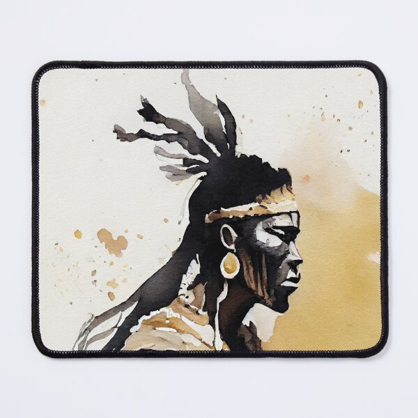 Item preview, Zulu Warrior Watercolor in Black and Gold designed and sold by ShadowAndSlate.