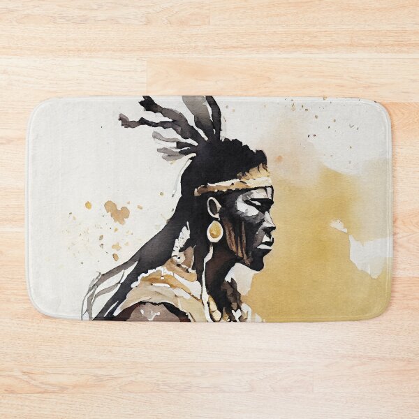 Item preview, Zulu Warrior Watercolor in Black and Gold designed and sold by ShadowAndSlate.