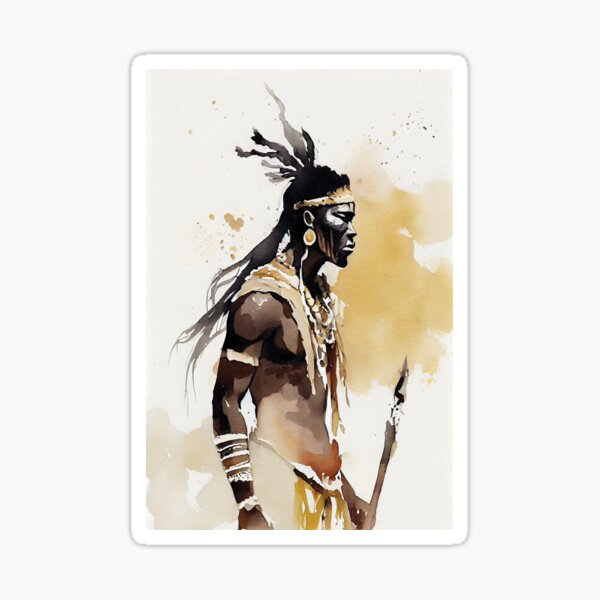 Item preview, Zulu Warrior Watercolor in Black and Gold designed and sold by ShadowAndSlate.