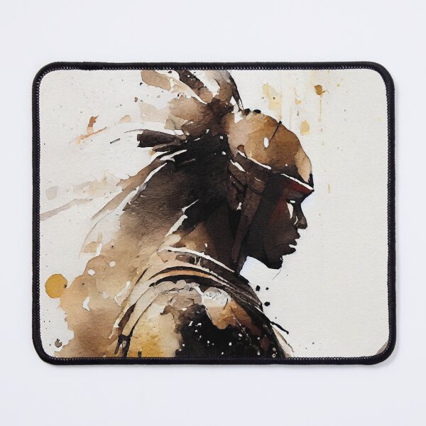 Item preview, Zulu Warrior Portrait Watercolor in Black and Gold designed and sold by ShadowAndSlate.