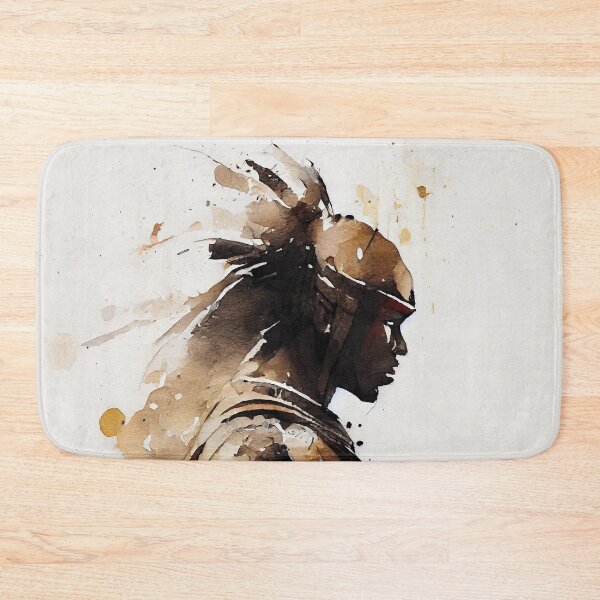 Item preview, Zulu Warrior Portrait Watercolor in Black and Gold designed and sold by ShadowAndSlate.