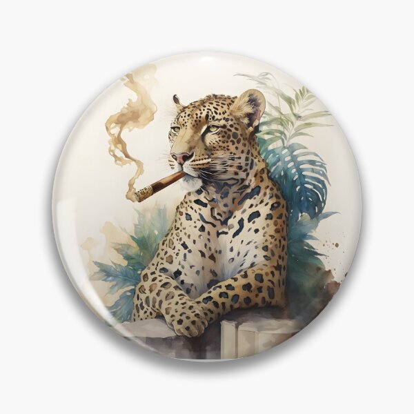 Item preview, Watercolor funny animal illustration - leopard having a cigar designed and sold by Garland05.