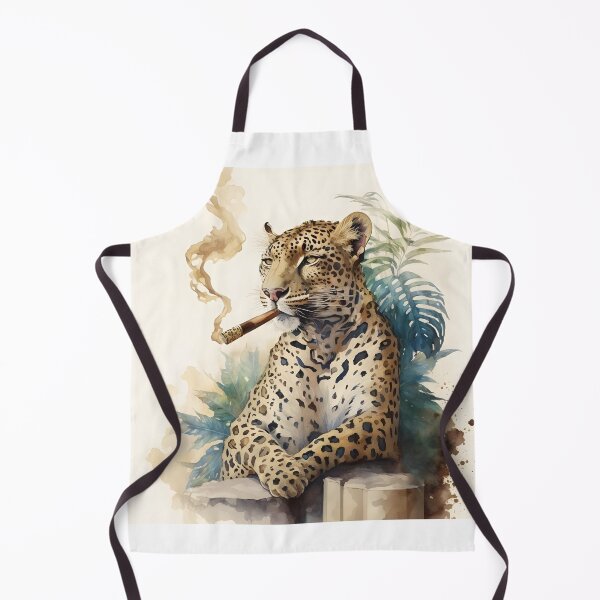 Item preview, Watercolor funny animal illustration - leopard having a cigar designed and sold by Garland05.