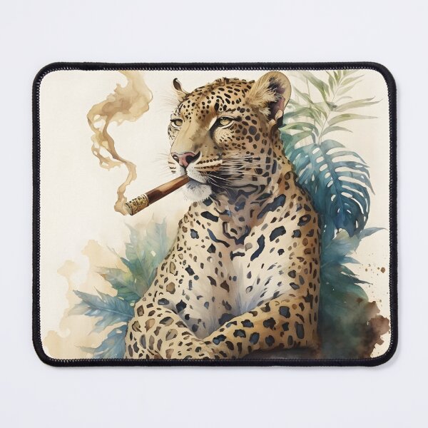 Item preview, Watercolor funny animal illustration - leopard having a cigar designed and sold by Garland05.