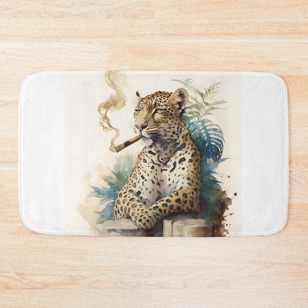 Item preview, Watercolor funny animal illustration - leopard having a cigar designed and sold by Garland05.
