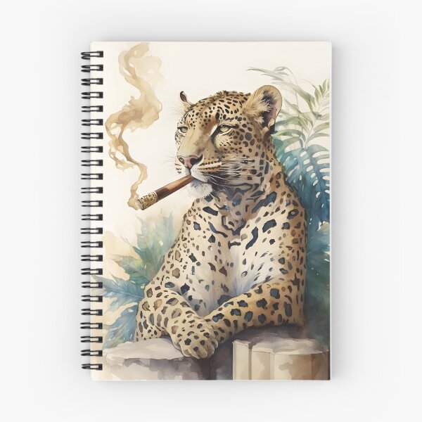Item preview, Watercolor funny animal illustration - leopard having a cigar designed and sold by Garland05.