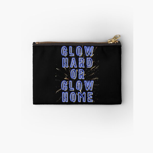 Item preview, Glow Hard or Glow Home – Retro Party Design with Fireworks in Neon Blue designed and sold by GalleryNora.