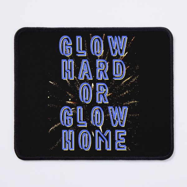 Item preview, Glow Hard or Glow Home – Retro Party Design with Fireworks in Neon Blue designed and sold by GalleryNora.