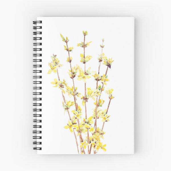 Item preview, yellow forsythia watercolor hand painted  designed and sold by ColorandColor.