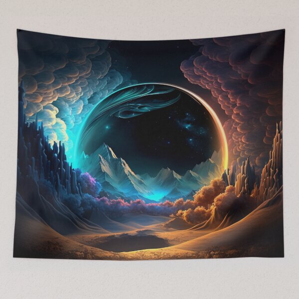 Item preview, Fantasy Landscape Art, Black Hole Peaks designed and sold by Fantasy Masterpiece.