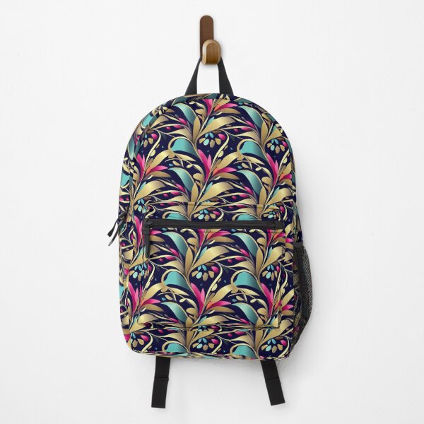 Item preview, Dark bright colorful leaves pattern black backgound designed and sold by YeKnot.
