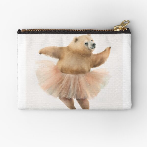 Watercolor funny animals - a bear in a tutu ballet dancing Zipper Pouch