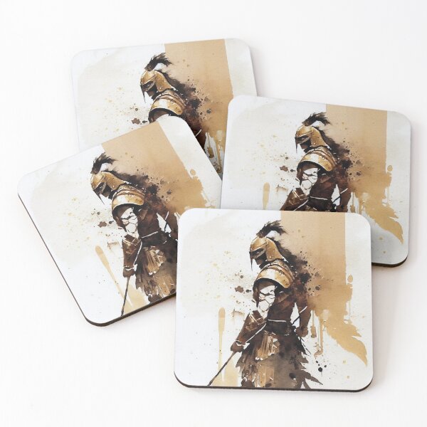 Item preview, Spartan Warrior Watercolor in Black and Gold designed and sold by ShadowAndSlate.