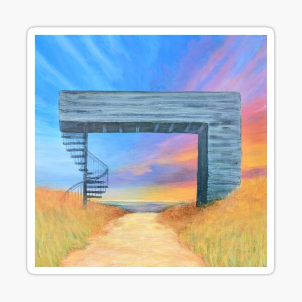 Nordernay Island landscape painting print with colourful sunset Sticker
