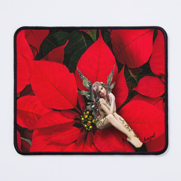 Item preview, Fairy, Poinsettia Fairy, Christmas Fairy, Fairy Gifts, Fairy Painting, Fairy Print, Fairy Art, Fairy Decor, Fairy Ornament, Fairy Christmas Ornament, designed and sold by Hazel Ryan Wagner.