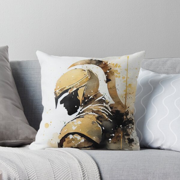 Artikelvorschau, Spartan Warrior Portrait Watercolor in Black and Gold entworfen und verkauft von ShadowAndSlate.